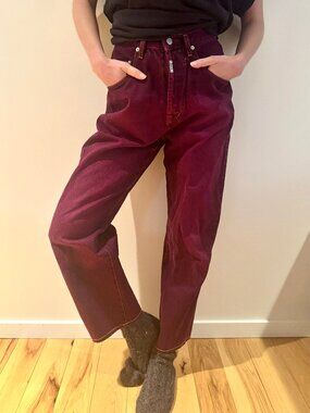 Vintage Purple 100% Cotton Denim Jeans Take Two High Waight Straight Leg 25